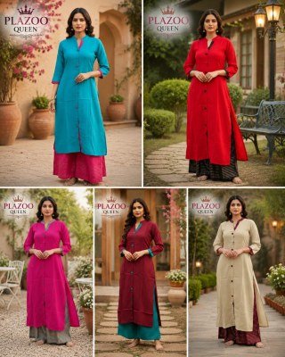 Plazoo Queen Premium Rayon Kurti with Printed Palazzo Set kurtis catalogs