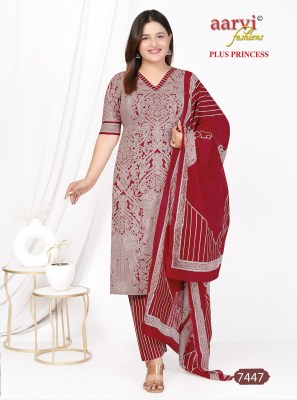 Plus Princess  vol 4 by Aarvi Cotton Plus Size top bottom with dupatta catalogue at low rate readymade suit catalogs