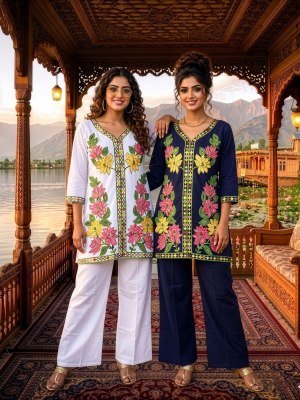 Pogo Kashmir Rayon Kashmiri Embroidered 2 Piece Co Ord Palazzo Set with Pockets co ord set catalogs