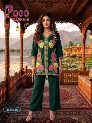 Pogo Kashmir Rayon Kashmiri Embroidered 2 Piece Co Ord Palazzo Set with Pockets co ord set catalogs