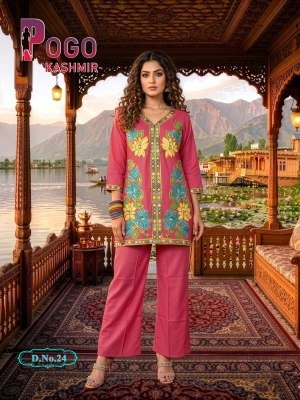 Pogo Kashmir Rayon Kashmiri Embroidered 2 Piece Co Ord Palazzo Set with Pockets co ord set catalogs