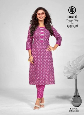 Point 8 By Deeptex Prints Exotic Vol 5 Pure Embroidered Cotton Kurti With Pant set Wholesale Kurti catalogue  kurtis catalogs
