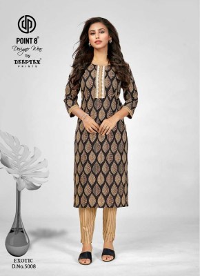 Point 8 By Deeptex Prints Exotic Vol 5 Pure Embroidered Cotton Kurti With Pant set Wholesale Kurti catalogue  kurtis catalogs