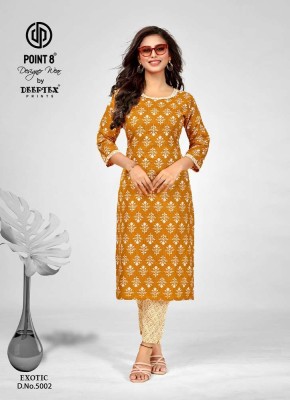 Point 8 By Deeptex Prints Exotic Vol 5 Pure Embroidered Cotton Kurti With Pant set Wholesale Kurti catalogue  kurtis catalogs