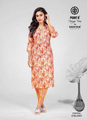 Point 8 By Deeptex Prints Exotic Vol 5 Pure Embroidered Cotton Kurti With Pant set Wholesale Kurti catalogue  kurtis catalogs