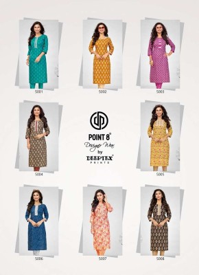Point 8 By Deeptex Prints Exotic Vol 5 Pure Embroidered Cotton Kurti With Pant set Wholesale Kurti catalogue  kurtis catalogs