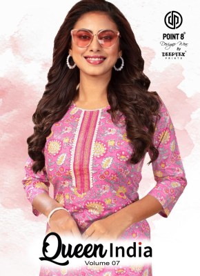 Point 8 By Deeptex Queen India Vol 7 Cotton Kurti Pant Set Wholesale Kurti catalogue  Deeptex suits 