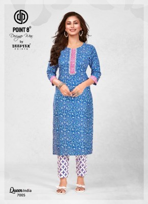 Point 8 By Deeptex Queen India Vol 7 Cotton Kurti Pant Set Wholesale Kurti catalogue  kurtis catalogs
