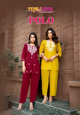 Polo by Tips and tops Heavy Reyon embroidered co ord set collection at low rate co ord set catalogs