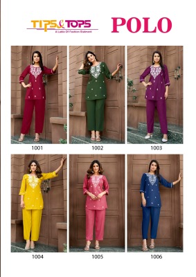 Polo by Tips and tops Heavy Reyon embroidered co ord set collection at low rate co ord set catalogs