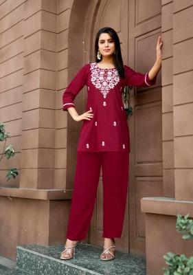 Polo by Tips and tops Heavy Reyon embroidered co ord set collection at low rate co ord set catalogs