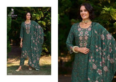 Poonam Designer Glam Muslin Kurti Set with Embroidery And Digital Print, Mal-Mal Cotton Inner, and Tassel Dupatta Wholesale kurtis catalogs