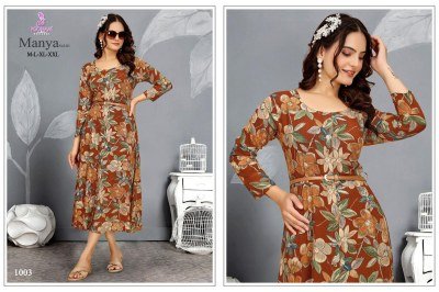 Poonam Designer Manya Vol 01 Premium Rayon Gown with Leather Belt  Elegant Designer Partywear Wholesale kurtis catalogs