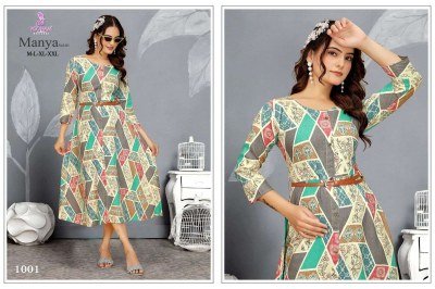 Poonam Designer  Manya Vol 01 Trendy Designer Rayon Gown with Leather Belt Wholesale kurtis catalogs