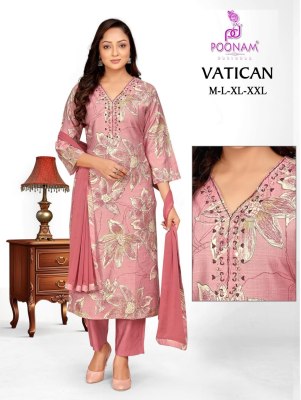 Poonam Designer Vatican Fabric Suit  Mirror Neck Handwork Pant with Pocket Nazneen Dupatta Wholesale wholesale catalogs