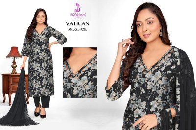 Poonam Designer Vatican Fabric Suit  Mirror Neck Handwork Pant with Pocket Nazneen Dupatta Wholesale kurtis catalogs