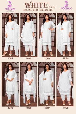Poonam White Vol 2 Pure Rayon Chikankari Kurti Set with Heavy Rayon Pant And Nazneen Dupatta Wholesale kurtis catalogs