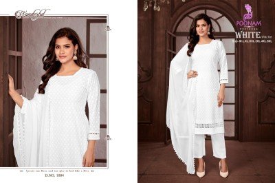 Poonam White Vol 2 Pure Rayon Chikankari Kurti Set with Heavy Rayon Pant And Nazneen Dupatta Wholesale kurtis catalogs