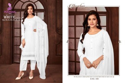 Poonam White Vol 2 Pure Rayon Chikankari Kurti Set with Heavy Rayon Pant And Nazneen Dupatta Wholesale kurtis catalogs