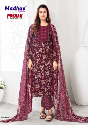 Poshak With Patch Vol 4 by Madhav Pure Cotton Printed With Neck Embroidery readymade suit set Madhav fashion