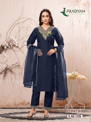 Poshak vol 1 by Pragyan full embroidered top bottom and dupatta collection readymade suit catalogs
