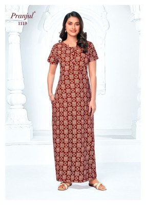 Pragati Vol 11 by Pranjul Pure Cotton Printed Nighties With Pocket collection in budget rate night wear catalogs