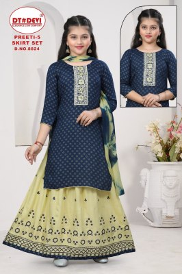 Pragya Skirt set vol 5 by Devi Reyon Printed Top Skirt with Dupatta catalogue at low price readymade suit catalogs