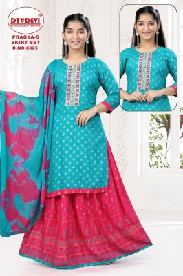 Pragya Skirt set vol 5 by Devi Reyon Printed Top Skirt with Dupatta catalogue at low price readymade suit catalogs