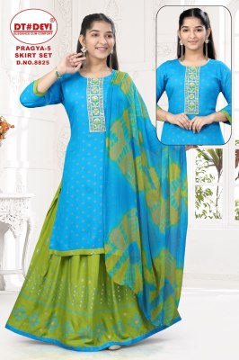 Pragya Skirt set vol 5 by Devi Reyon Printed Top Skirt with Dupatta catalogue at low price readymade suit catalogs