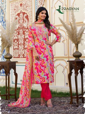 Pragyan Celebration Vol 1 Heavy Cinon Printed Top with Full Aster Embroidery, Digital Dupatta And Roman Fabric Pant Set Wholesale kurtis catalogs