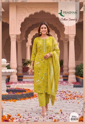 Pragyan Cotton Summry Vol. 4 Kurta Pant Dupatta Set readymade suit catalogs