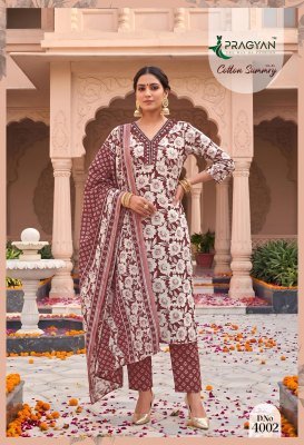Pragyan Cotton Summry Vol. 4 Kurta Pant Dupatta Set readymade suit catalogs