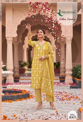 Pragyan Cotton Summry Vol. 4 Kurta Pant Dupatta Set readymade suit catalogs
