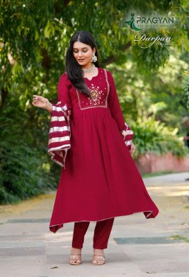 Pragyan Darpan Vol-1 Viscose Silk Gown Style Suit Set with Handwork & Dupatta readymade suit catalogs