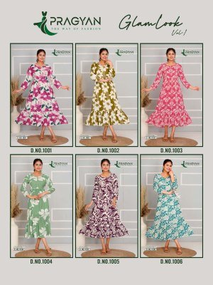 Pragyan Glamlook Vol 1  Heavy Rayon Kurti Gown Style Collection Wholesale kurtis catalogs