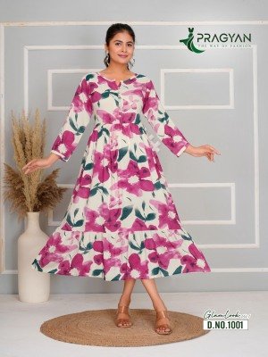 Pragyan Glamlook Vol 1  Heavy Rayon Kurti Gown Style Collection Wholesale kurtis catalogs
