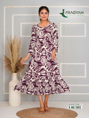 Pragyan Glamlook Vol 1  Heavy Rayon Kurti Gown Style Collection Wholesale kurtis catalogs