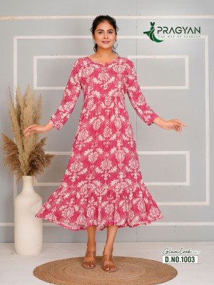 Pragyan Glamlook Vol 1  Heavy Rayon Kurti Gown Style Collection Wholesale kurtis catalogs