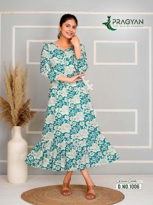Pragyan Glamlook Vol 1  Heavy Rayon Kurti Gown Style Collection Wholesale kurtis catalogs