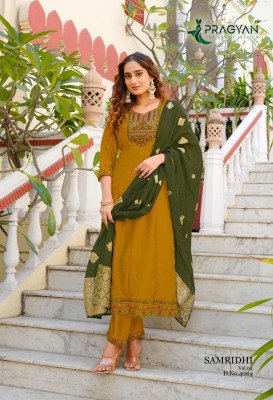 Pragyan Samriddhi Vol-4 Premium Vichitra Anarkali Suit Set with Jacquard Dupatta fancy Anarkali suit catalogs