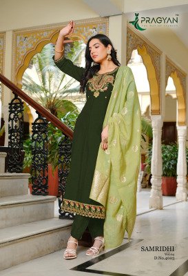 Pragyan Samriddhi Vol-4 Premium Vichitra Anarkali Suit Set with Jacquard Dupatta fancy Anarkali suit catalogs