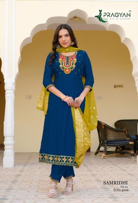 Pragyan Samriddhi Vol-4 Premium Vichitra Anarkali Suit Set with Jacquard Dupatta fancy Anarkali suit catalogs