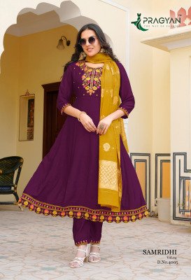 Pragyan Samriddhi Vol-4 Premium Vichitra Anarkali Suit Set with Jacquard Dupatta fancy Anarkali suit catalogs