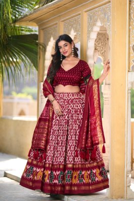 Pranauthi Design No 1223 Marron Colour Tussar Silk Navratri Collection Lehenga Choli Buy Online Single  Single
