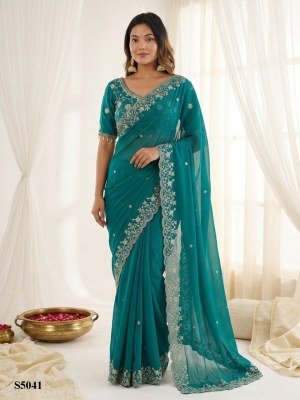 Pranavi S4041–S4045 Fendy Satin Designer Embroidery Saree Amavi