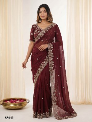 Pranavi S4041–S4045 Fendy Satin Designer Embroidery Saree sarees catalogs