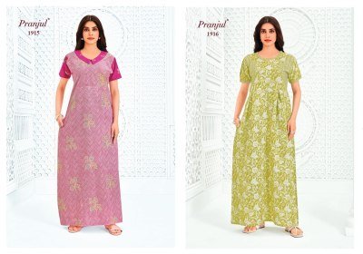 Pranjul Pragati Vol-19 Nighty Gown – Pure Cotton Printed Nighty night wear catalogs