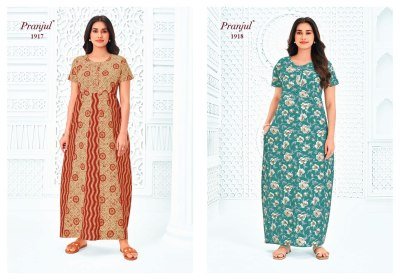 Pranjul Pragati Vol-19 Nighty Gown – Pure Cotton Printed Nighty night wear catalogs