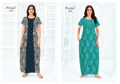 Pranjul Pragati Vol-19 Nighty Gown – Pure Cotton Printed Nighty night wear catalogs