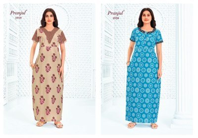 Pranjul Pragati Vol-19 Nighty Gown – Pure Cotton Printed Nighty night wear catalogs